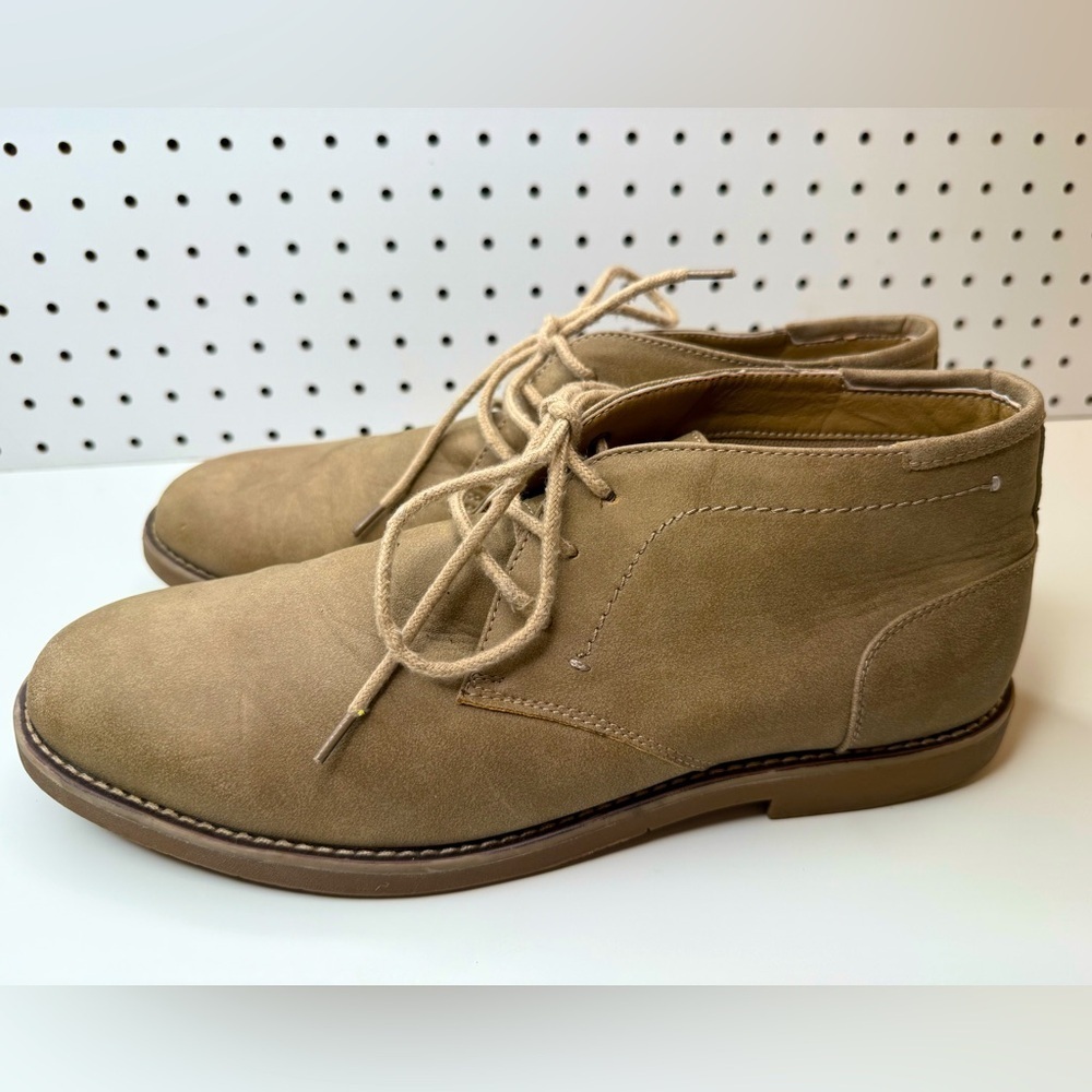 Dexter Comfort Memory Foam Tan Beige Chukka Boots Lace Up Shoes Size 12M Classic
